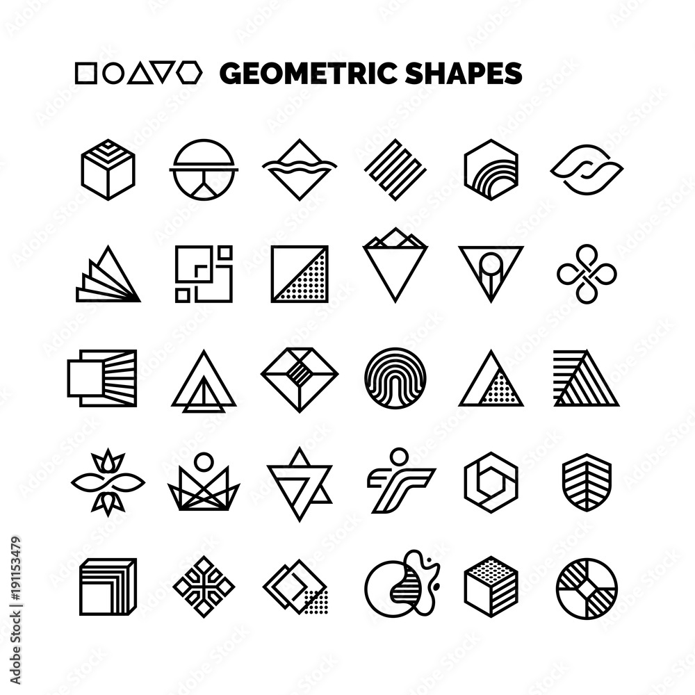 Universal black and white geometric vector shapes isolated for graphic  design Stock Vector | Adobe Stock