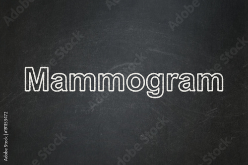 Health concept: text Mammogram on Black chalkboard background
