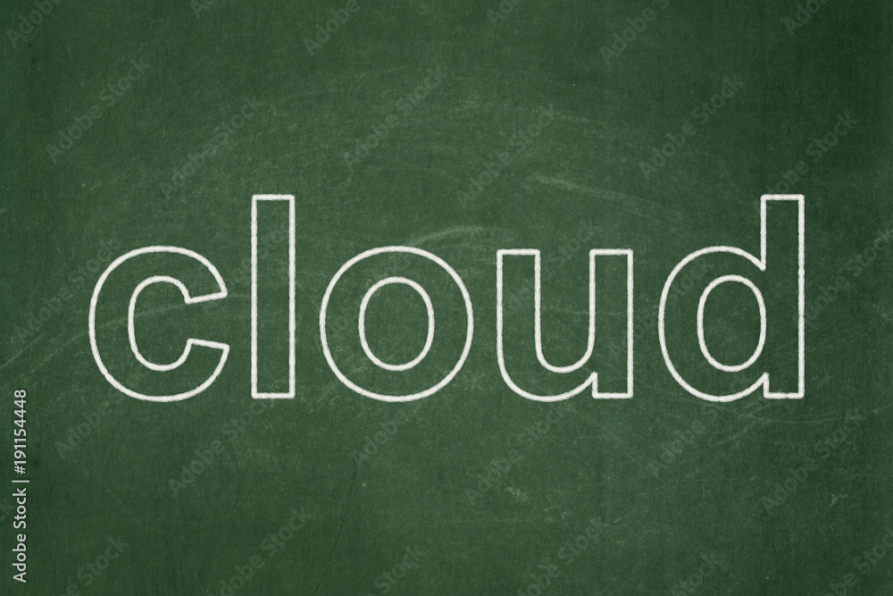 Obraz premium Cloud networking concept: text Cloud on Green chalkboard background