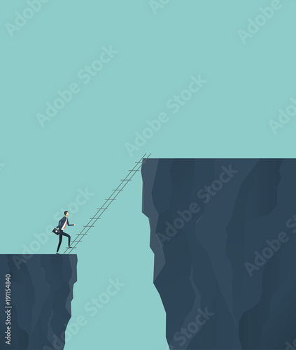 flat vector concept for business finance investment risk with businessman cross the cliff .concept