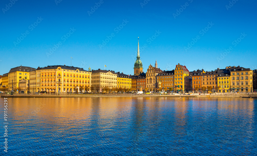 Stockholm cityscape. Skyline of the Sweden Capital city. Scandinavia, Northern Europe