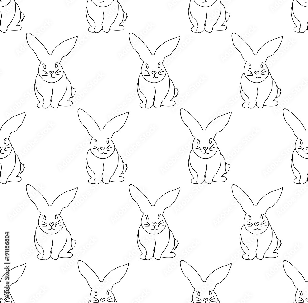 Naklejka premium White Rabbit Seamless Background