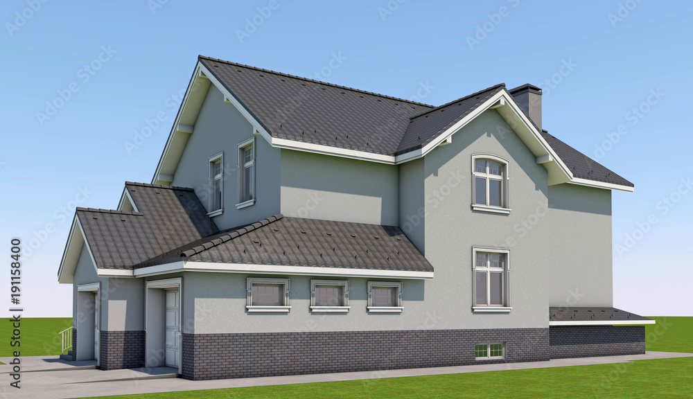 Grey house in the afternoon Grey house in the afternoon