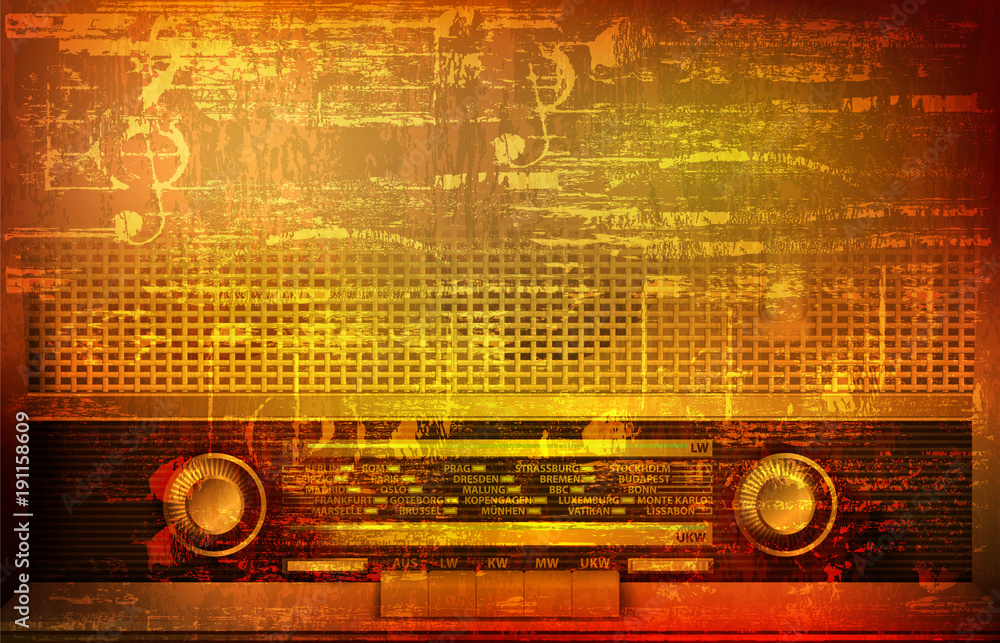abstract grunge background with retro radio Stock Vector | Adobe Stock