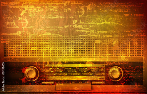 abstract grunge background with retro radio