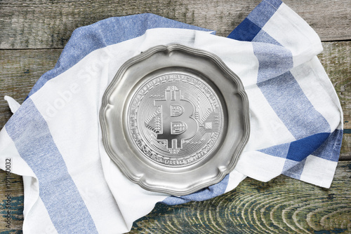 Pewter plate with bitcoin s...