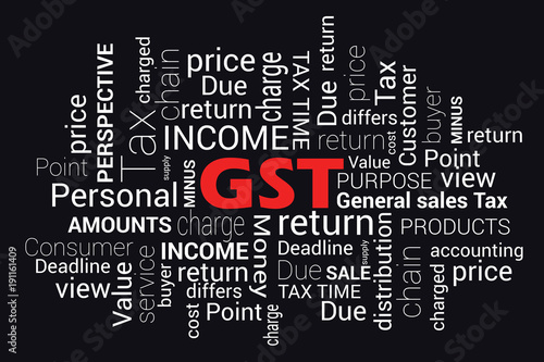 GST. Good and Services Tax concept. GST tax