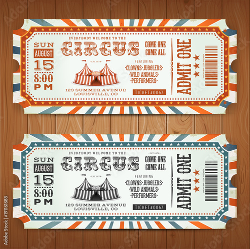 Vintage Retro Circus Tickets
