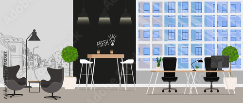 Office interior. Vector illustration.