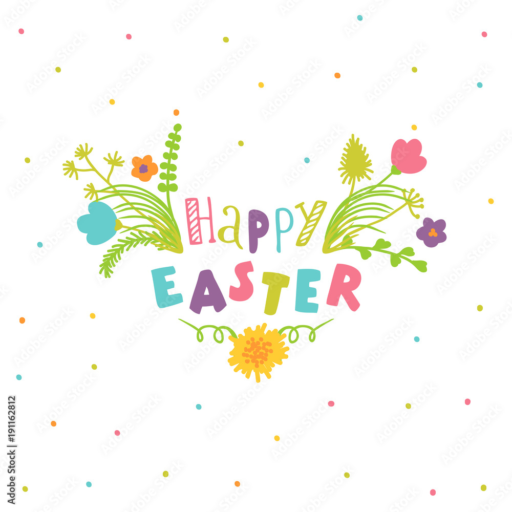 Happy easter greeting card. Vector illustration.