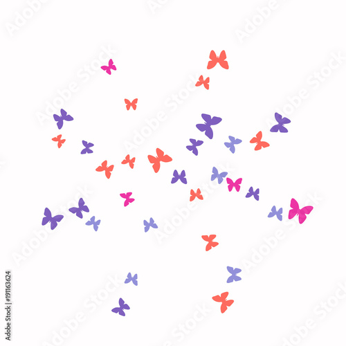 Spring Background with Colorful Butterflies. Simple Feminine Pattern for Card  Invitation  Print. Trendy Decoration with Beautiful Butterfly Silhouettes. Vector Background with Moth