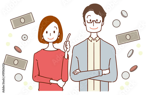 30代夫婦 お金のイメージイラスト