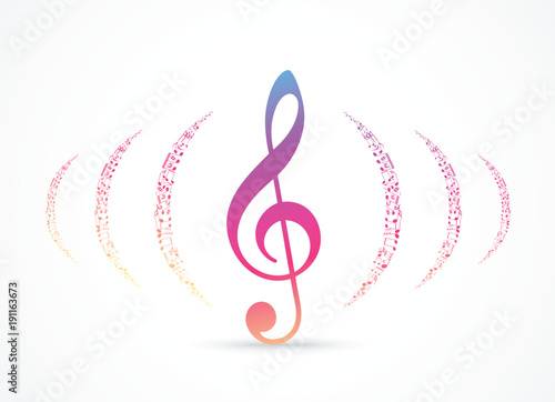 Colorful music notes background