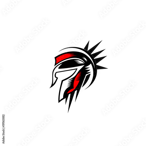 spartan helmet logo design vector illustration photo