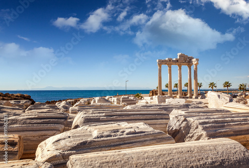 Ruins of Apollo temple in Side near Antalya, Turkey photo