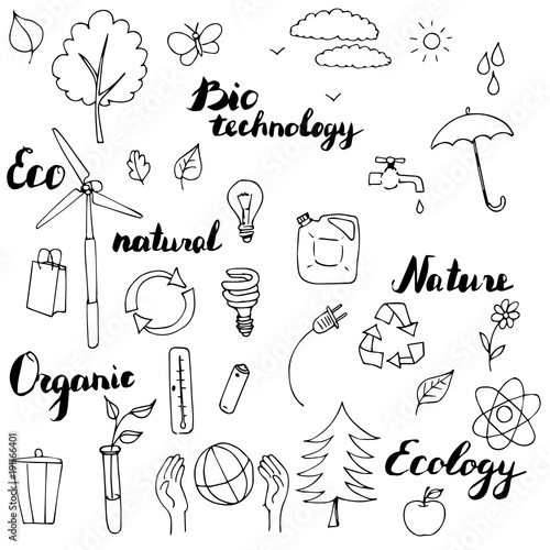 ecology vector doodle set