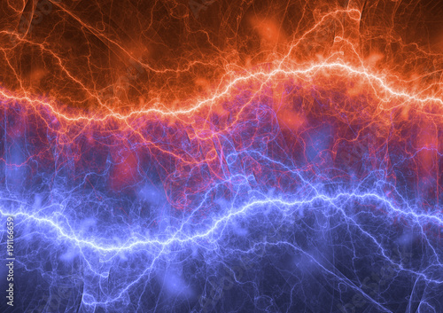 Fotografija Fire and ice electrical lightning, plasma power background