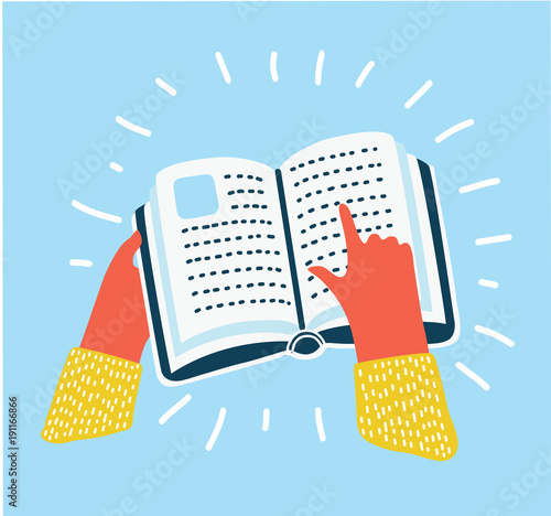 Hand pointing at a book icon , vector illustration