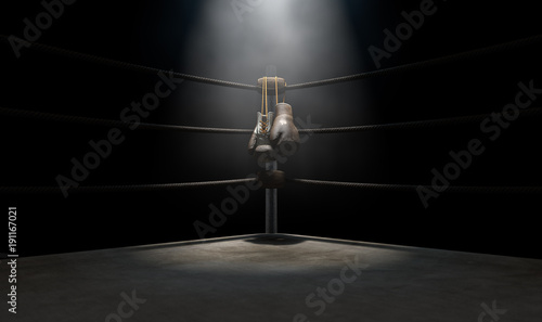 Canvas Print Vintage Boxing  Corner And Hung Up Gloves