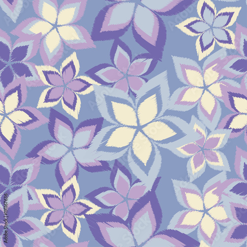 Seamless floral pattern. Flowers background. Embroidery on fabric. Scribble texture. Textile rapport.