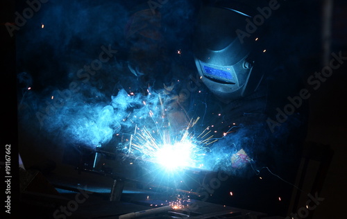 Working at the plant makes welding and cutting of metal