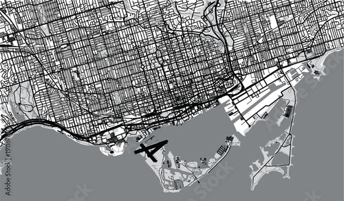 Urban vector city map of Toronto, Canada