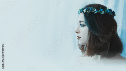 Fantasy girl in flower crown photo
