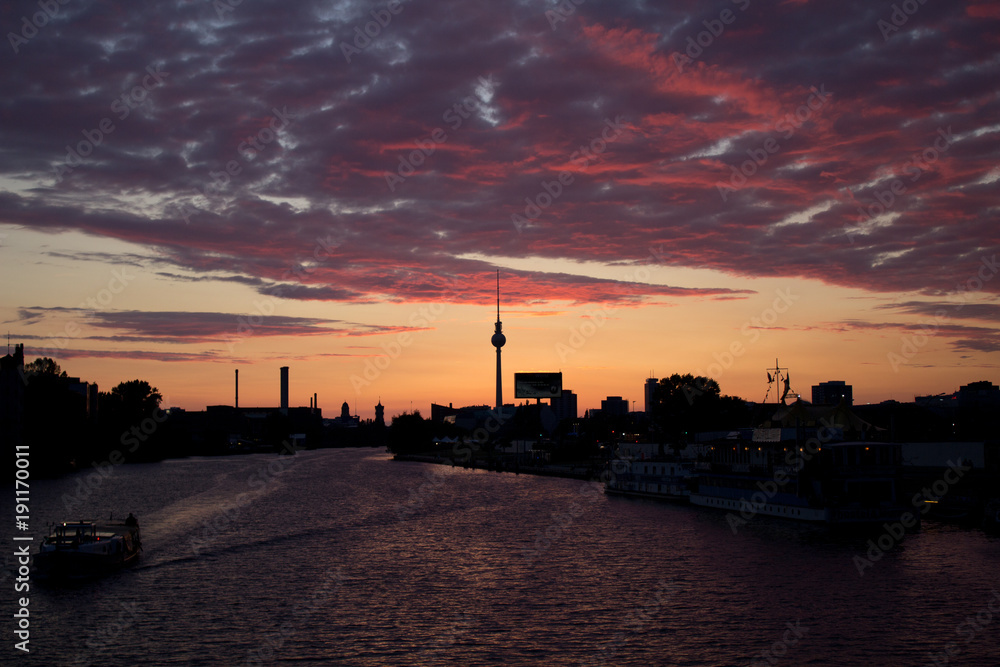 Sunset view from Oberbaum bridge Berlin Sunset view from Oberbaum bridge Berlin