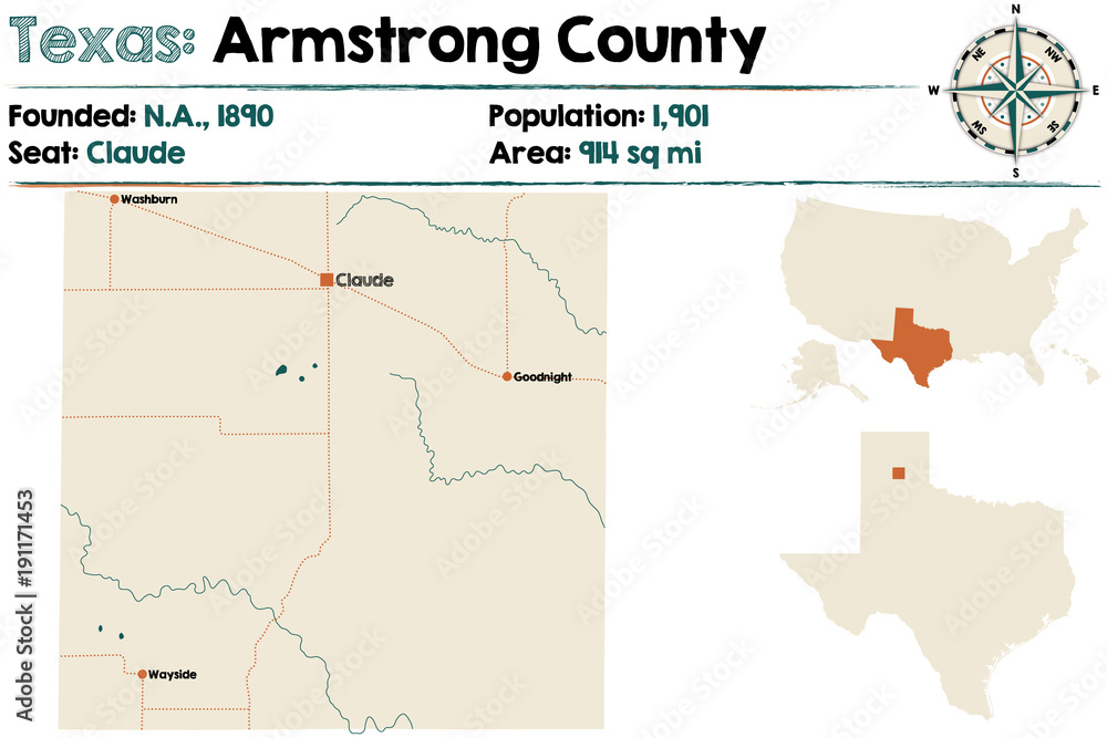 Detailed map of Armstrong county in Texas, USA Detailed map of Armstrong county in Texas, USA