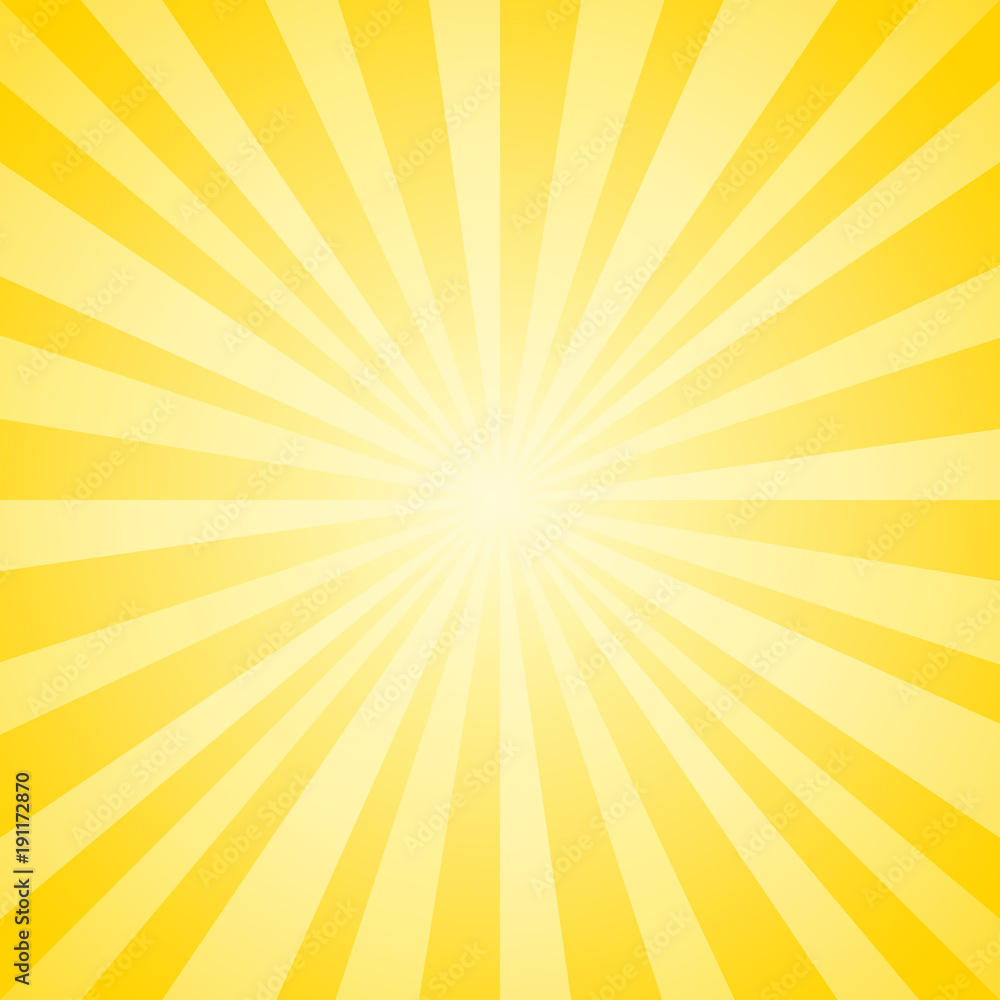 Abstract soft Yellow rays background. Vector - obrazy, fototapety, plakaty 