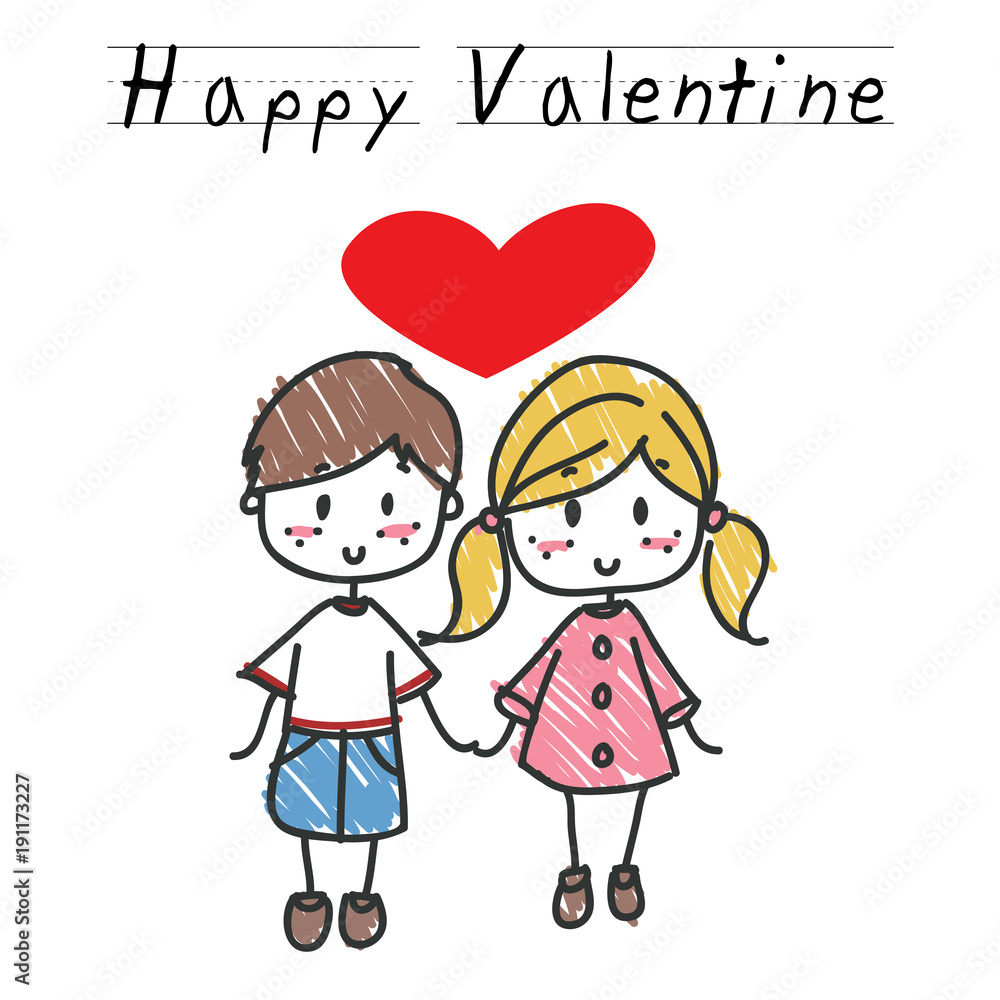 Two lovely children holding hands for valentine's day Two lovely children holding hands for valentine's day