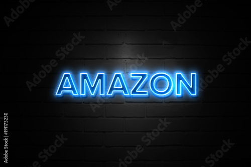 Amazon neon Sign on brickwall photo