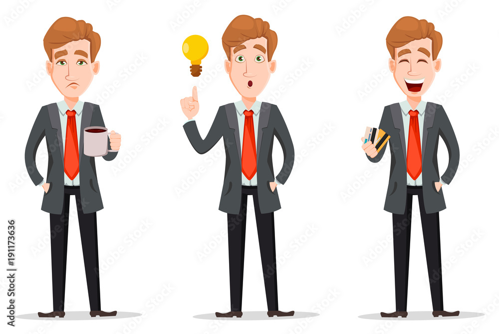 Set with handsome businessman in suit Set with handsome businessman in suit