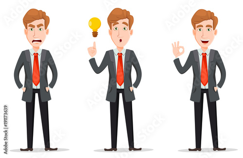 Business man with blond hair, set
