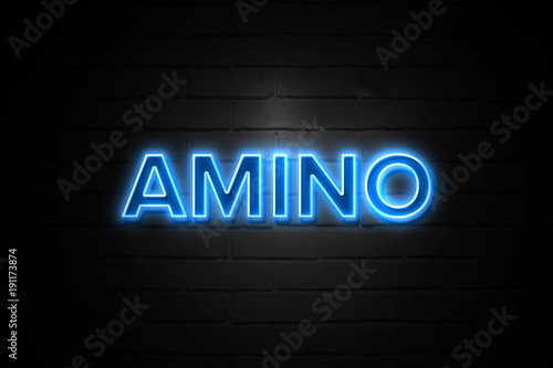 Amino neon Sign on brickwall