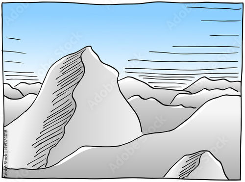 handgezeichnete Felslandschaft 