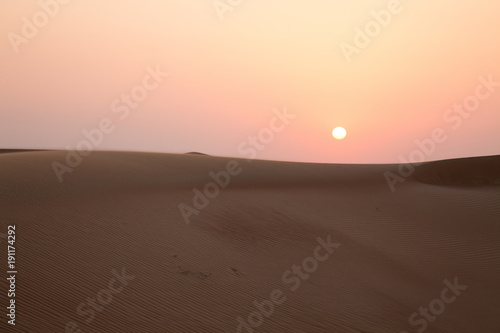 Dunes at sunset in a desert near Dubai