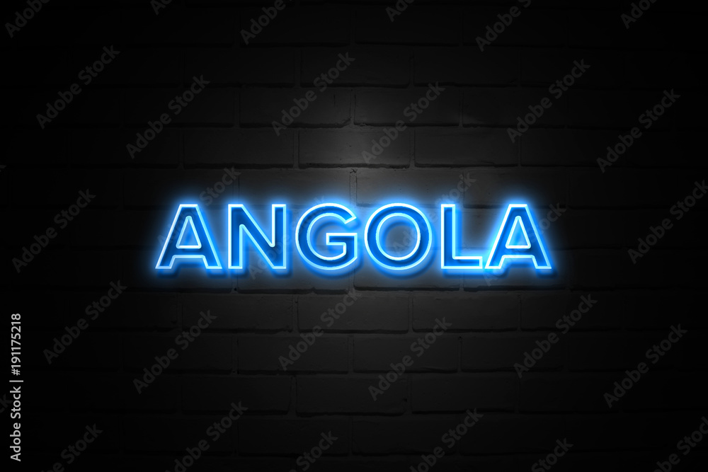 Angola neon Sign on brickwall