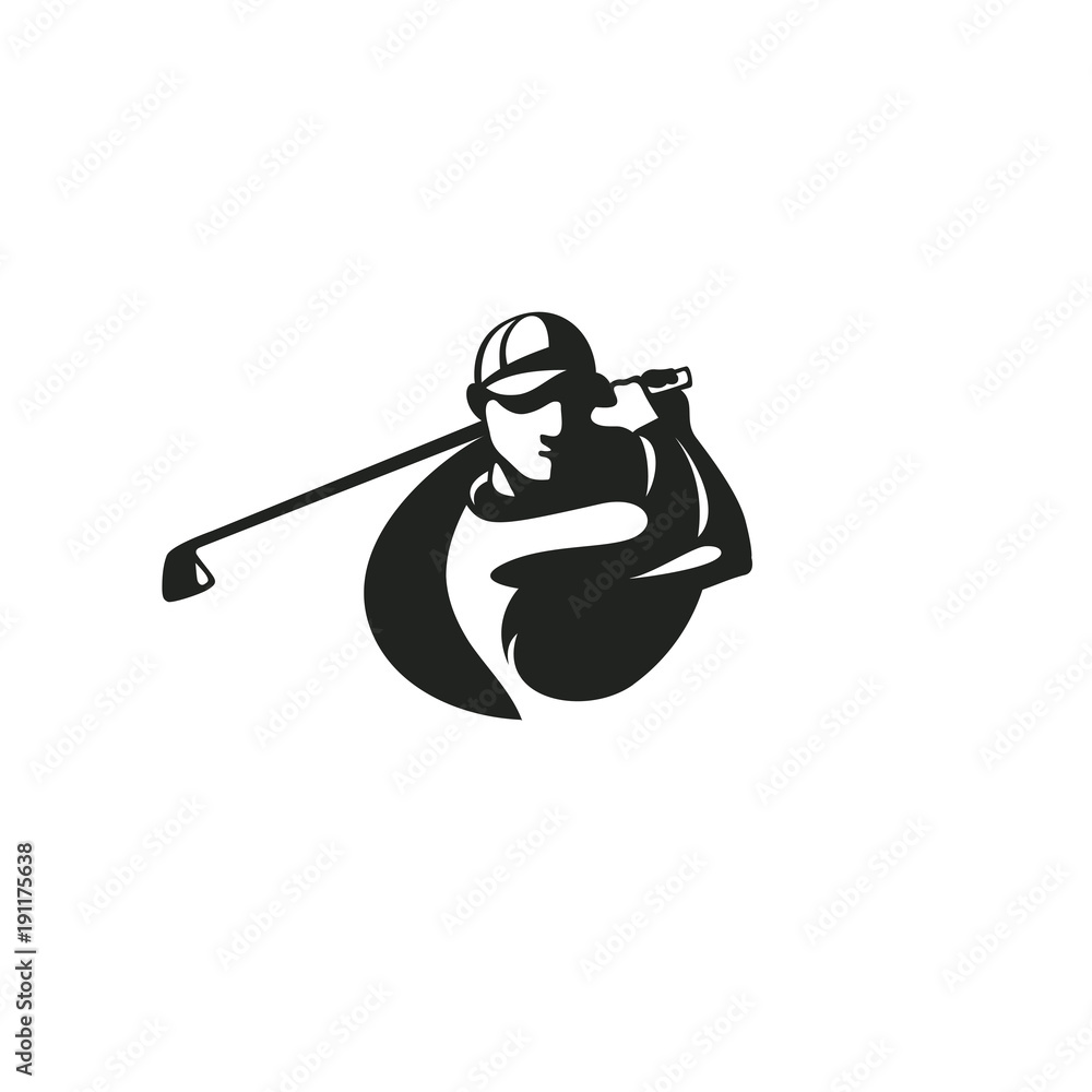 black golf player logo templete vector illustration. Stock Vector ...