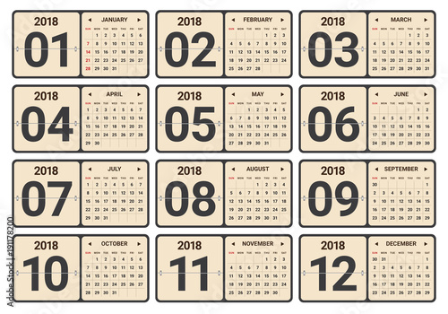 Year 2018 calendar vector illustration
