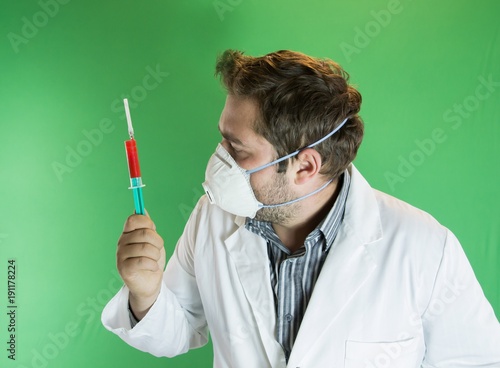 Doctor examing blood sample