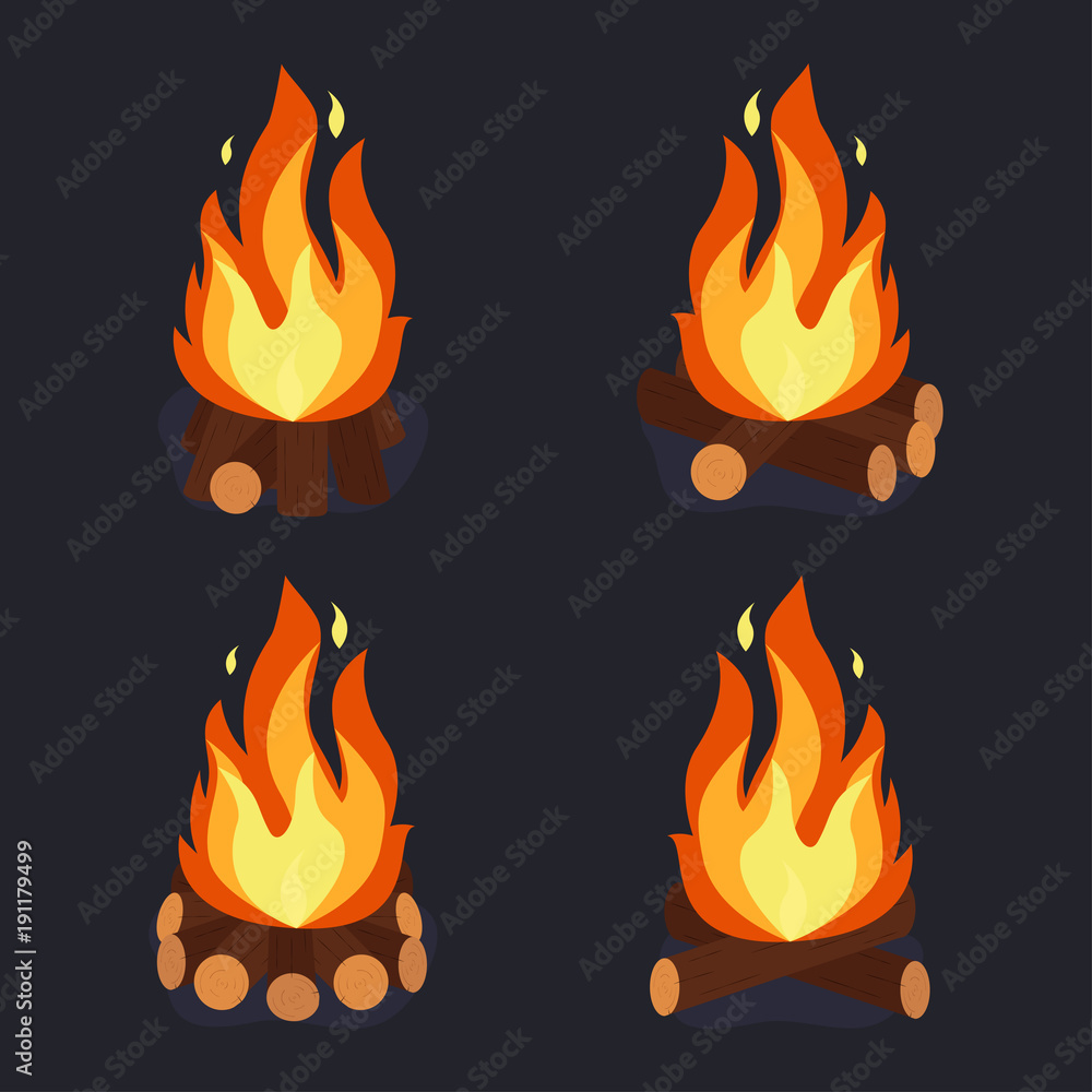 Bonfire and burning woodpile Bonfire and burning woodpile