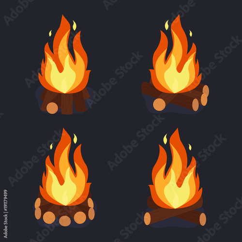 Bonfire and burning woodpile