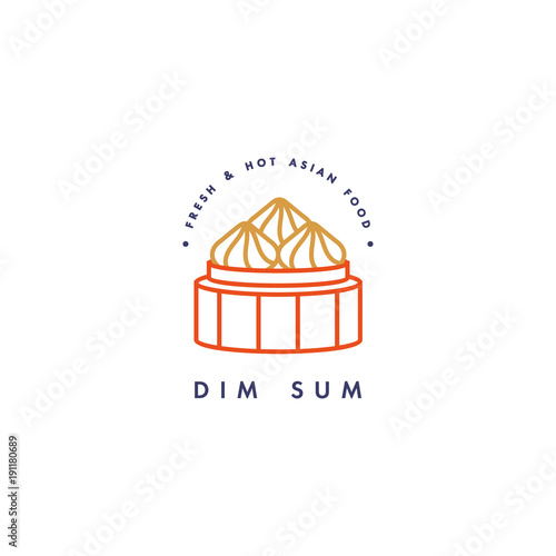 Vector logo design template and emblem or badge. Asian food - dim sum. Linear logos.