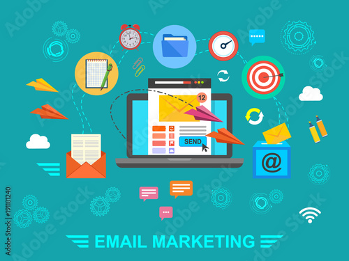 E-mail marketing. Email. Concept. Exchange of information by e-mail.