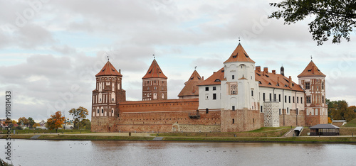 Medieval Mirsky Castle Complex. Autumn. Belarus. Unesco world heritage site.