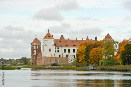 Medieval Mirsky Castle Complex. Autumn. Belarus. Unesco world heritage site.