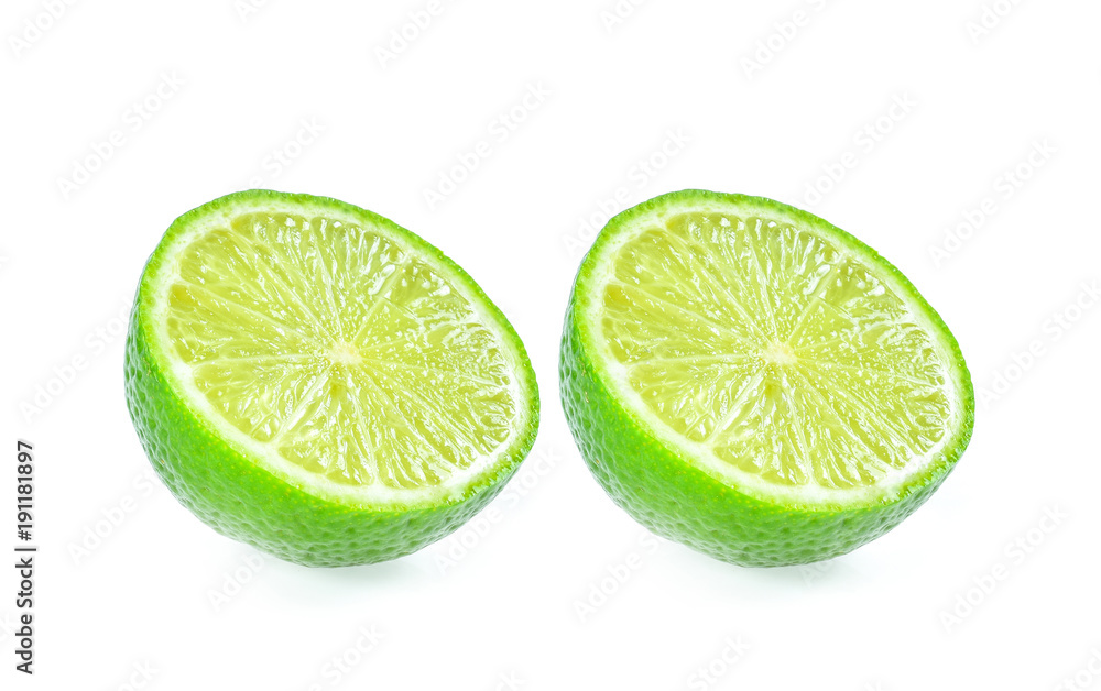 Piece lemon on white background