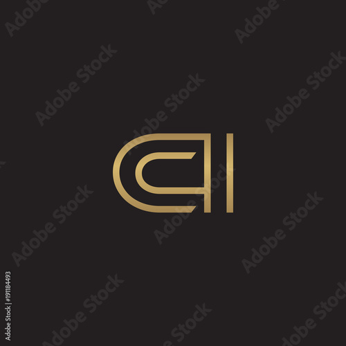 initial letter logo line unique modern, gold color