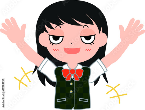 猫ジト目の女子生徒　喜ぶ